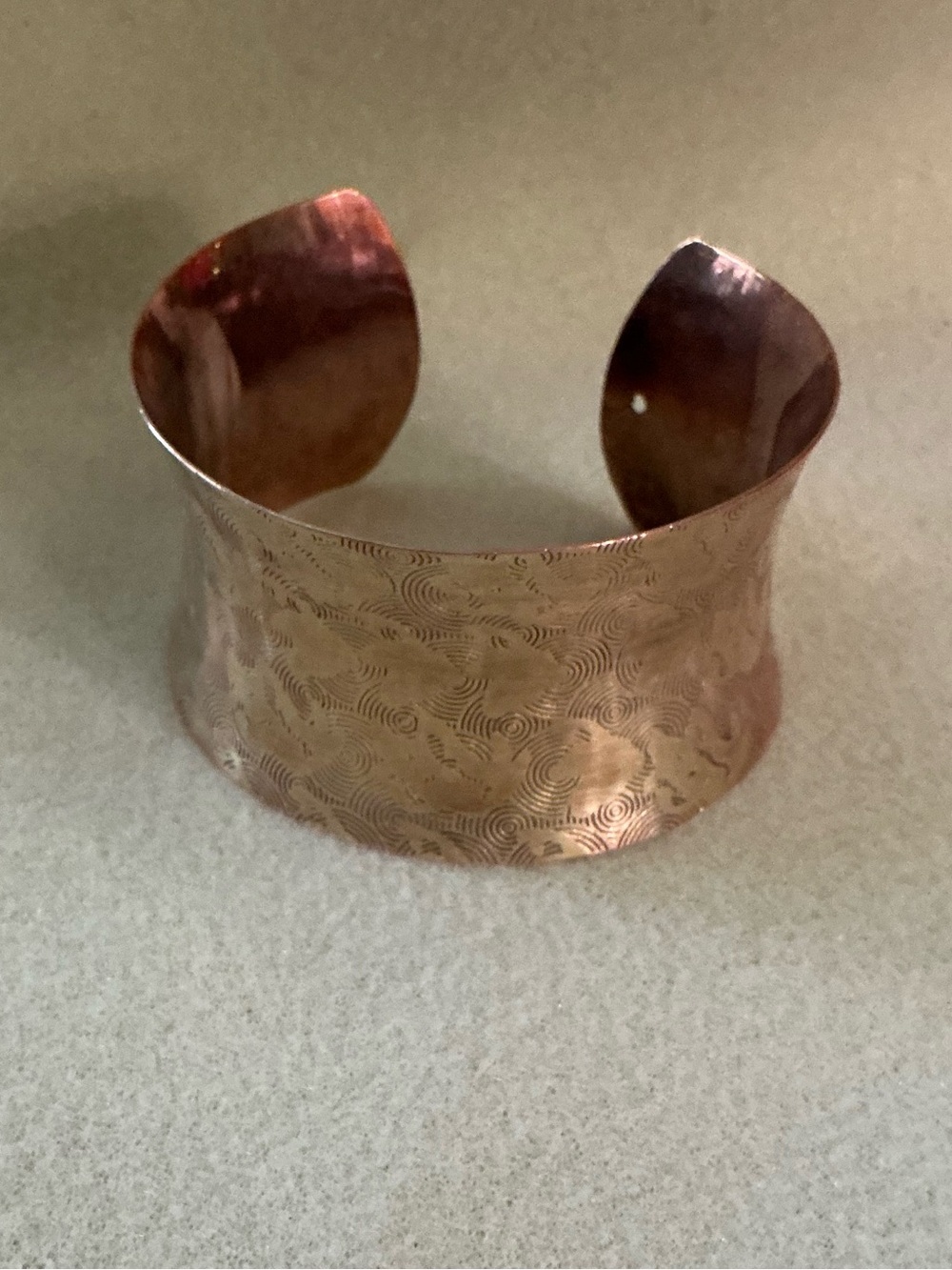 Handcrafted Copper Cuff Bracelet - Wide Open Bangle - Picture 2 of 2